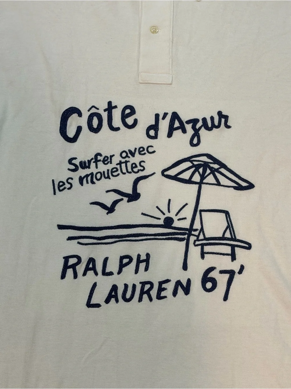 POLO RALPH LAUREN Men’s White  Embroidered “Côte d’Azur” Mesh Shirt Sz 4XLT NWOT